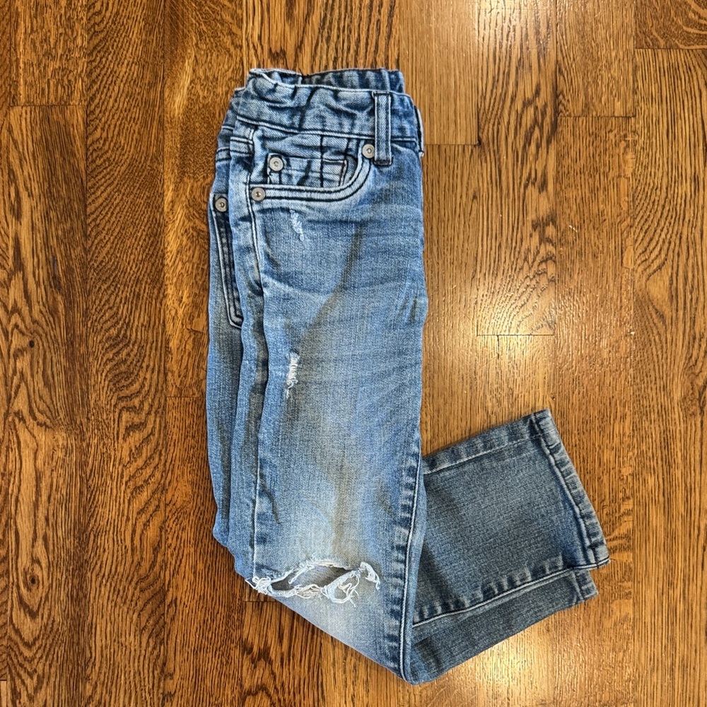 7 For All Mankind Girls Blue Distressed Jeans Size 4